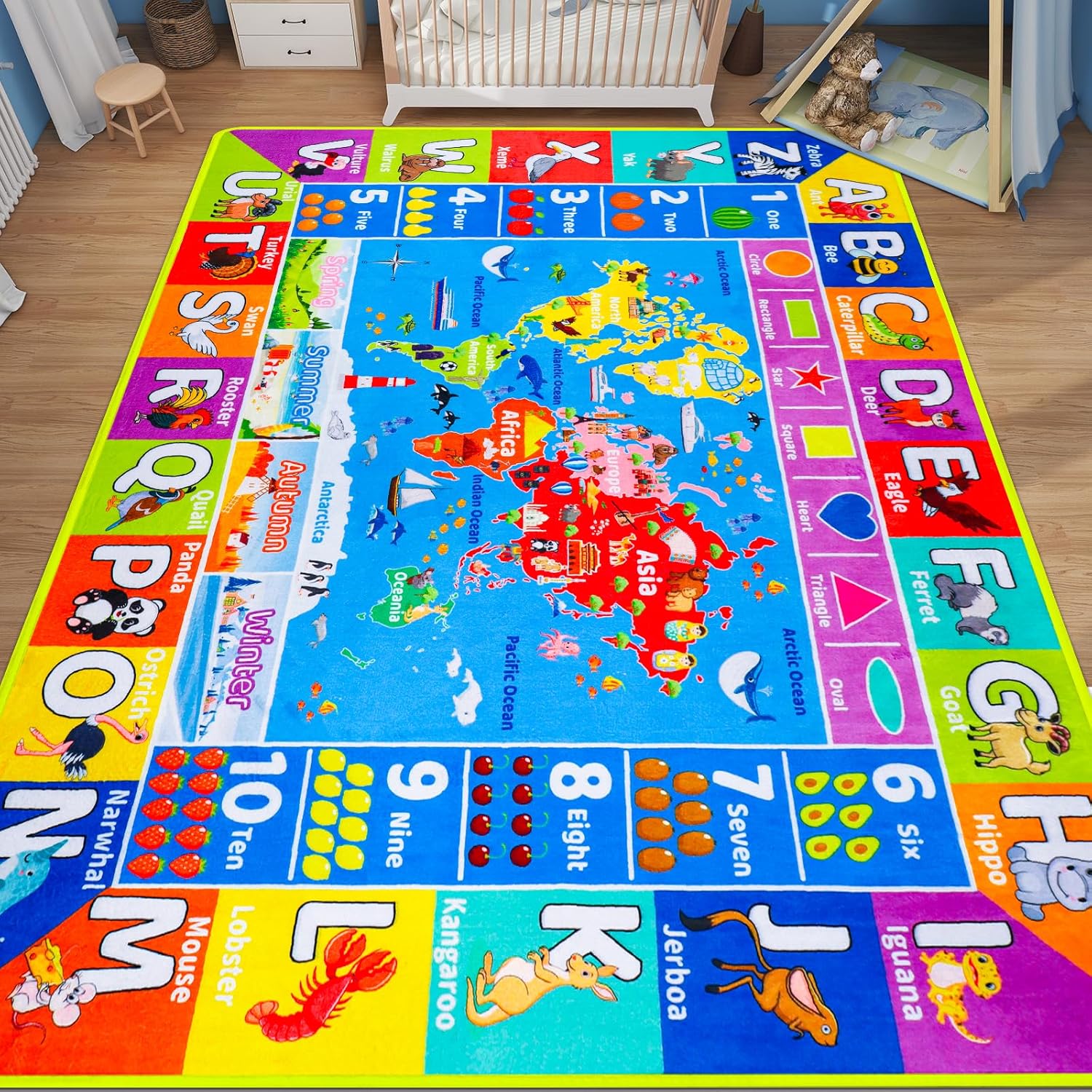 Kids Education World - Fun Cartoon Letter Kids Play Mat