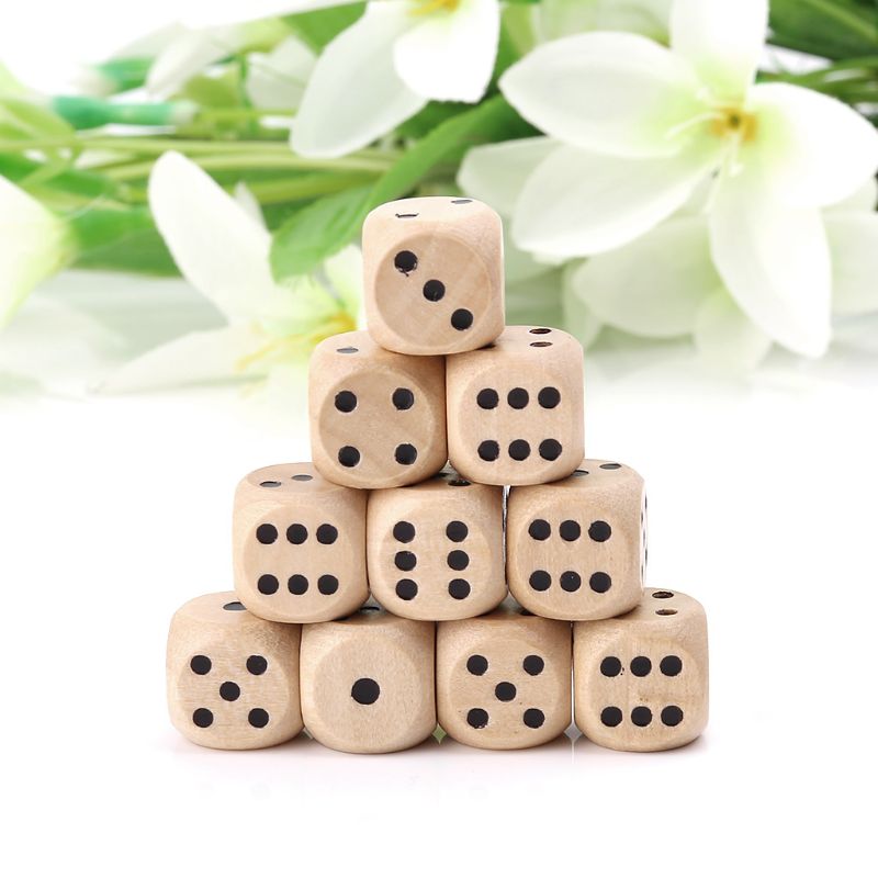 Kids Education Board - 10Pcs Wooden 6 Sided D6 Faces