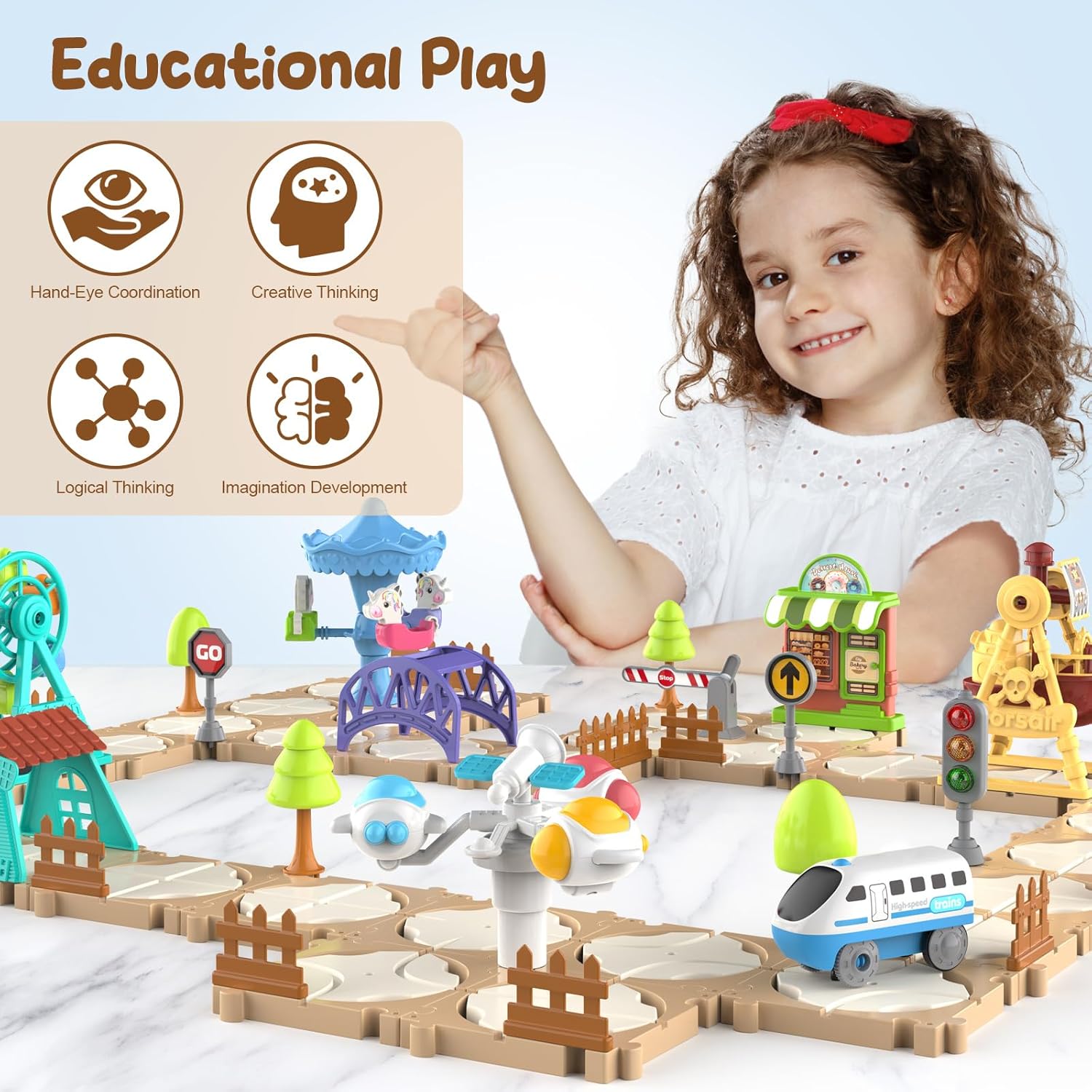 DIY Puzzle Track Car Set Assem - Kids Education Board review and price