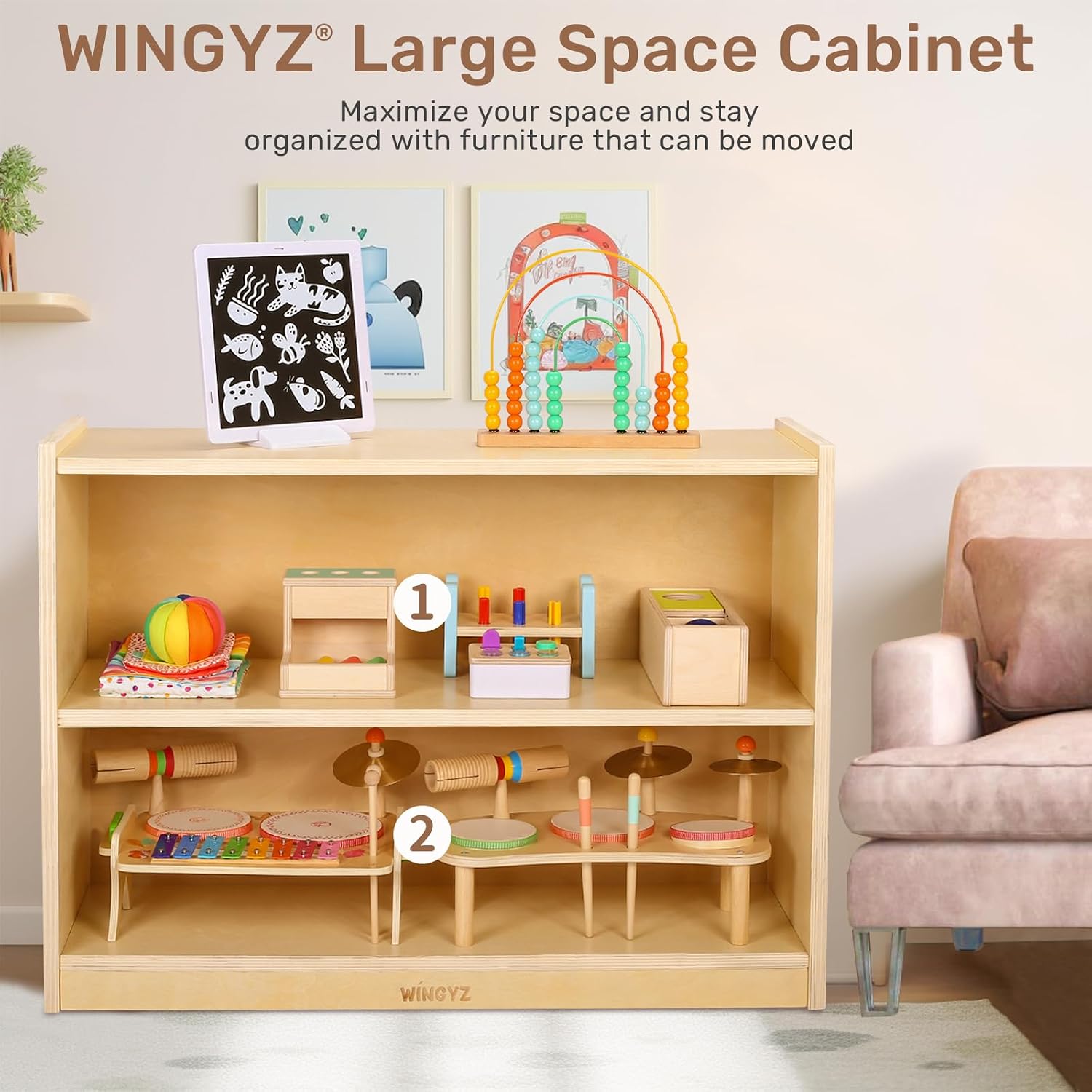 Wooden Storage Cabinet,2-Tier  - Montessori Shelf Toy review and price