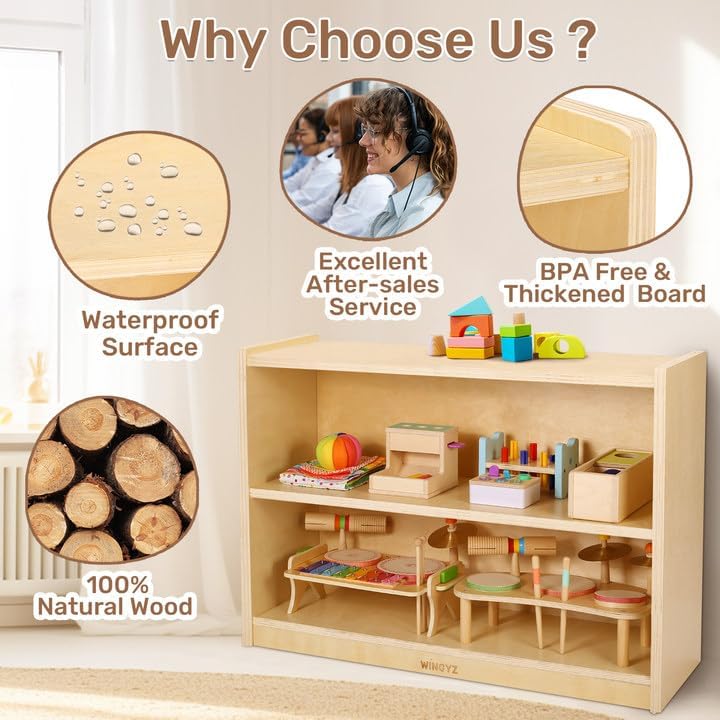 Wooden Storage Cabinet,2-Tier  - Montessori Shelf Toy review and price