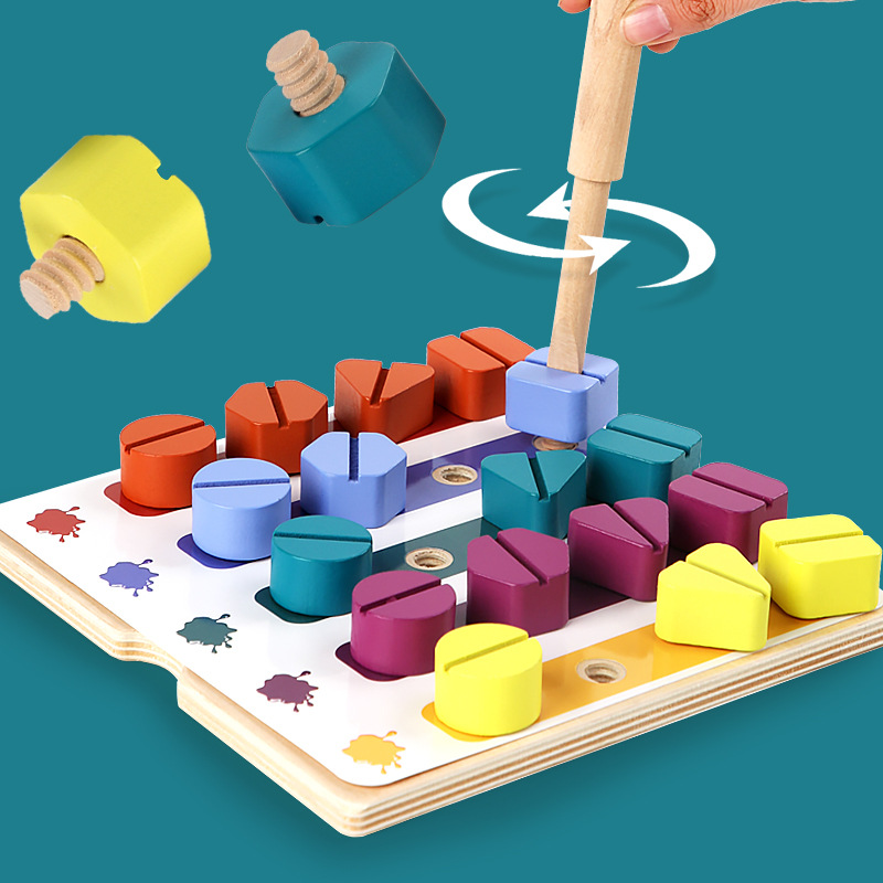 Children Wooden Screw Nut Disa - Montessori Shelf Toy review and price