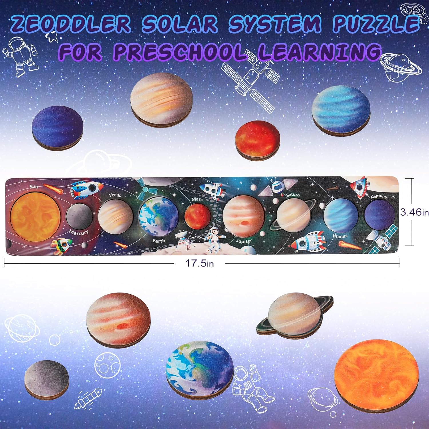 Children Wooden Space Planet P - Montessori Shelf Toy review and price