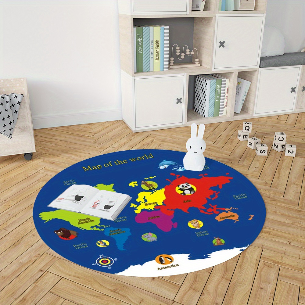 World Map Round Rug Flannel Ed - Kids Education World review and price