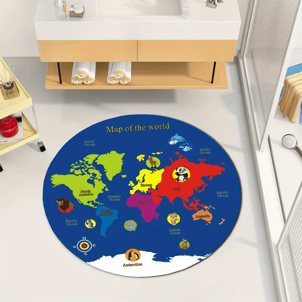 World Map Round Rug Flannel Ed - Kids Education World review and price